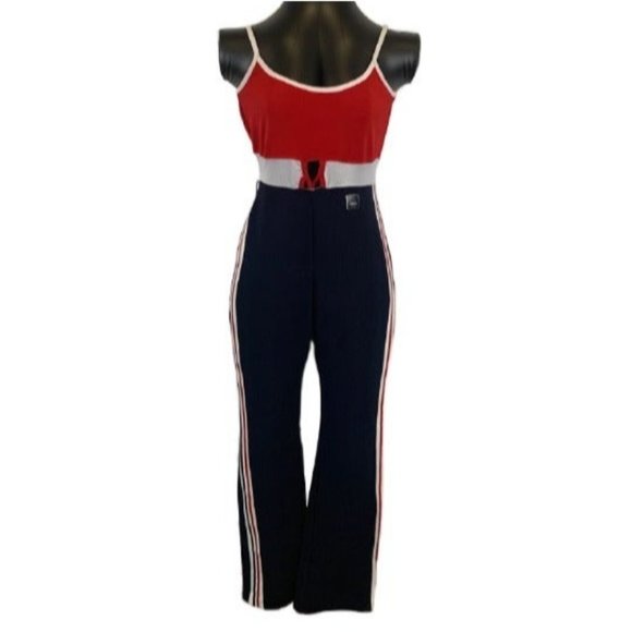 XERS Vintage 1980's Jumpsuit Tank Style Colorblock Americana Women's Size Large - Picture 12 of 14